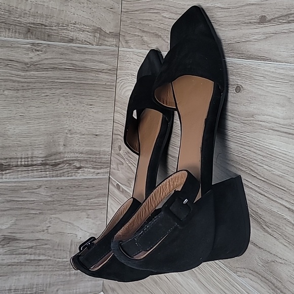 Aquatalia Hildy Black Suede Block Heel Sandals Size 10 Ankle Strap